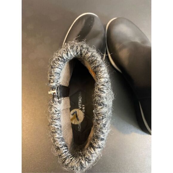 Adrienne Vittadini Black Fuax Leather Cuffed Wedge Ankle Bootie Womens Size 7 - Picture 5 of 13